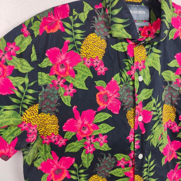 Men's Tropical Floral Shirt - Black and Pink - Picture 2 of 6